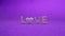 Love text purple background