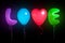 Love text shaped color balloons