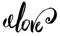 Love text sign calligraphy lettering , black isolated on white hand written word with custom skript curls ink