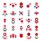 Love theme vector icons set, conceptual valentine and romantic s