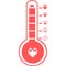 Love thermometer card element vector illustration. Celsius or fahrenheit meteorology thermometers measuring heat or cold, vector i