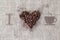 Love to coffee - Burlap texture with beans heart shape