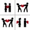 From love to divorce. Couple with broken heart. Relationship concept. Vector silhouettes.