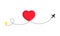 Love travel route icon. Heart airplane travel route line for romantic journey concept. Dashed love heart flight. Vector on