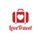 Love traveler, Travel bag vector logo icon