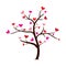 Love tree with heart leaves. Tree with paper leaves and hanging hearts. Jpeg illustration