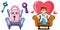 Love triangle crying pink lock key speech bubble vector graphics