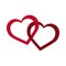 Love two hearts entwined romantic passion emotions flat style icon