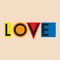 Love typography. Creative love logotype. Geometric futuristic love.