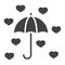 Love Umbrella glyph icon, valentines day