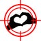 Love under aim. Heart target