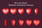 Love Valentine Day 3d Heart Rotation Animation Frames Set Flat Design Vector Illustration