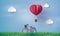 Love and Valentine day,Origami made hot air balloon.