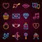 Love Valentine Neon Icons