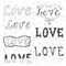 Love. Valentine's day typography elements. Sketchy doodles desig