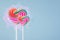 Love and Valentines Day Concept. Couple of Heart Sweet Lollipop