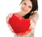 Love and valentines day woman holding heart