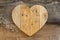 Love Valentines wooden heart on old Elm background