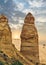 Love valley rock formations, mountain landscape in Cappadocia, T