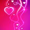 Love vector background glowing pink hearts