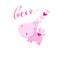 Love vector pink Hippo with hearts isolated