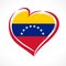 Love Venezuela, heart emblem in national flag colored