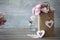 Love Vintage Still life background with roses and hearts