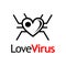 Love virus logo template. flat design. Black virus Monogram