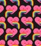 Love vomit rainbow pattern seamless. heart retching cartoon vector background