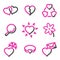 Love web icons, pink contour series