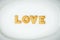 LOVE on white dish