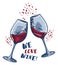 `We love wine` poster with two wine glasses