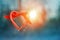 Love in winter. Heart shaped symbol Valentine Day. heart with hands, Feelings and Lifestyle concept on the sunset light