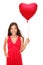 Love woman holding heart balloon
