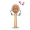 In love wooden fork mascot cartoon