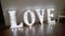 Love wooden sign decoration for wedding with light lamps