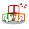 In love wooden toy with character Wooden blocks