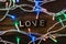 Love word with led lamp garland