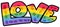 Love word painted lgbtqi colors sticker vector