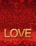 Love word wood texture 3d rendering in red sparkling heart bok