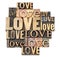 Love word in wood type