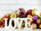 Love word wooden letter with artificial flowers decor