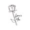 Love is you. Continuous line drawing of rose bud flower minimalism and simplicity design poster