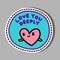 Love you deeply hand drawn vector illustration pin sticker patch cute heart symbol