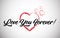 Love You Forever Word Text with Red Brush Stroke Hearts and Handwritten Font