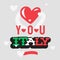 Love You Italy Support Empathy Typographic Vector Design.