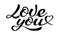 Love you lettering, calligraphic vector inscription