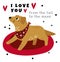 Love you poster with adorable dog. Cute pet card