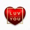 Love You Red Premium Vector Heart on Transparent Background with Soft Shadows. Golden Modern Typography Valentines Day