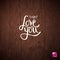 Love You simple text on a wood background.